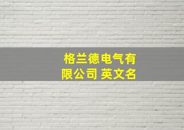 格兰德电气有限公司 英文名